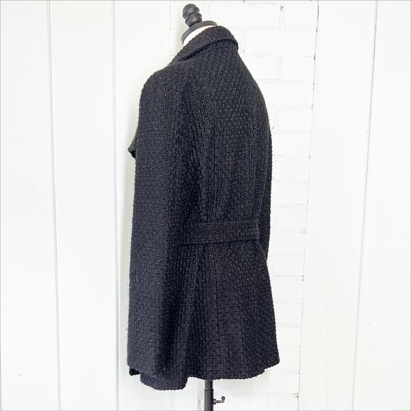 Vintage Calvin Klein Wool Double Breasted Tweed Textured Trench Pea Coat 12 - Picture 3 of 10